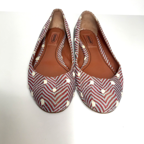 Missoni 39 1/2 Blue Red White Flats - Picture 2 of 7